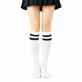 Chaussettes hautes 39-42 textile blanc noir rayé style sportif