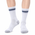 Chaussettes de sport 35-38 en maille blanche gris bleu marine à rayures respirantes