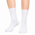 Chaussettes mi-mollet 35-38 textile blanc respirantes à maille côtelée