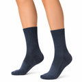 Chaussettes 39-42 en maille bleu marine côtelées pour usage quotidien