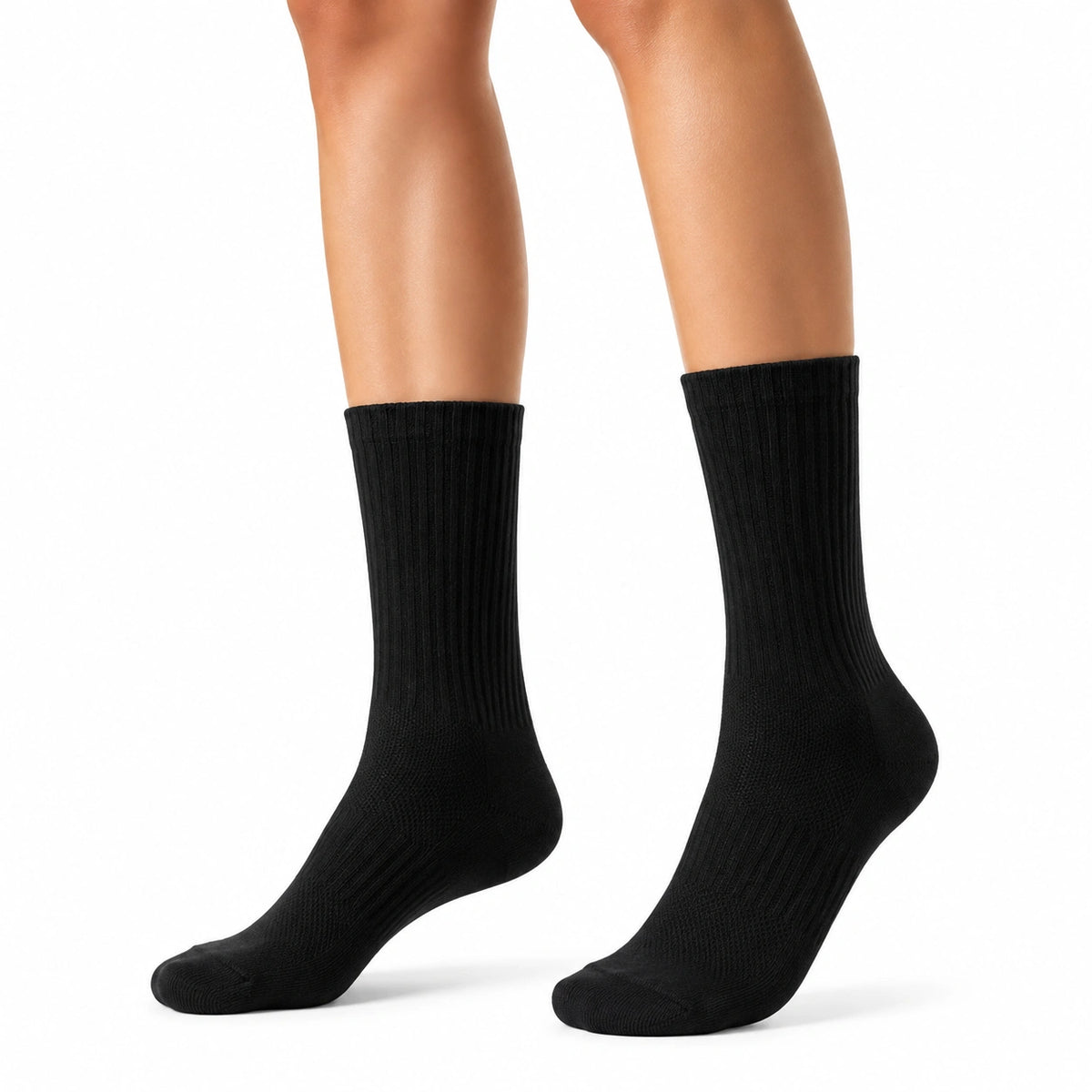 Chaussettes mi-mollet 39-42 en maille noire côtelées