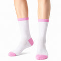 Chaussettes de sport 43-46 en maille textile blanches et roses côtelées respirantes