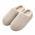 Chaussons 36/37 en textile côtelé beige à doublure douce pour intérieur